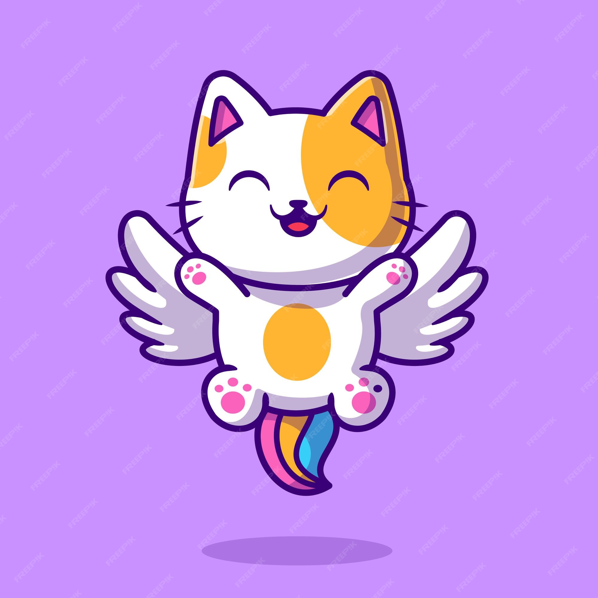 Premium Vector | Happy cat unicorn flying cartoon icon illustration. Premium Vector | Happy cat unicorn flying cartoon icon illustration.