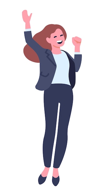 Vector happy celebration businesswoman work success joyful character