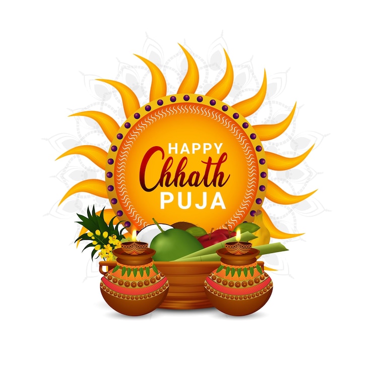 वेक्टर happy chhath puja celebration card