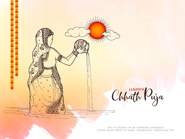 Happy chhath puja cultural indian festival celebration background