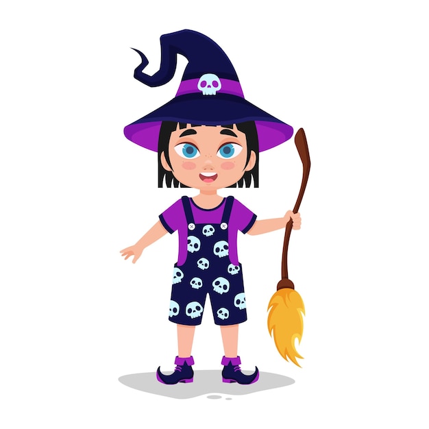 Happy child dressed as a witch