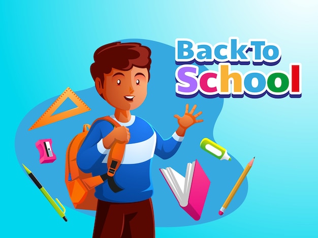 Vector happy children back to school