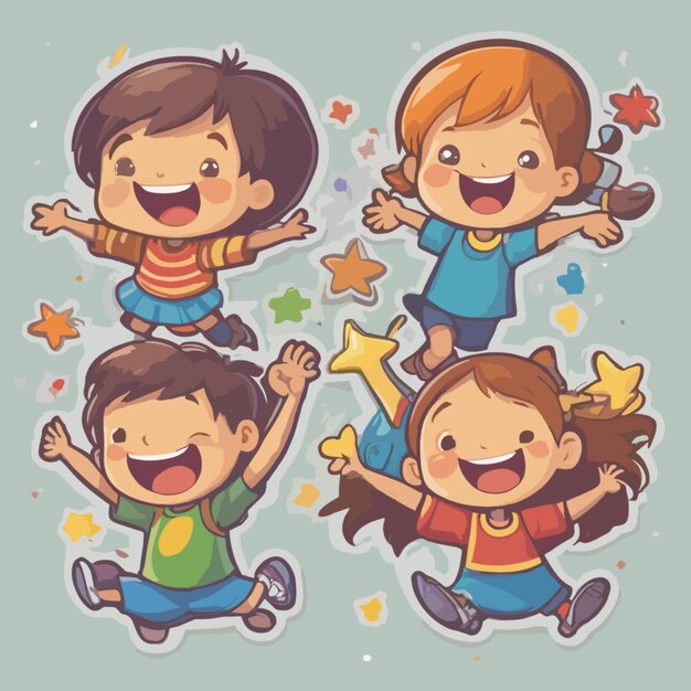 Happy children cartoon vector