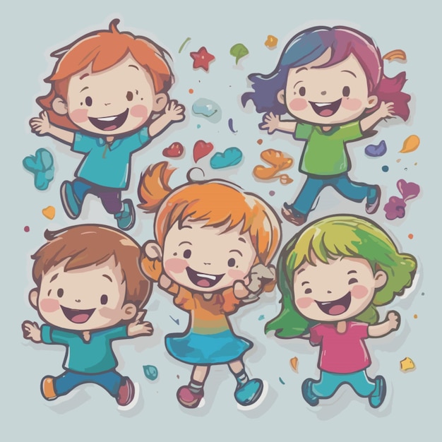 Happy children cartoon vector