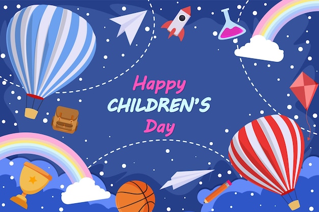 Happy Children Day achtergrond blauw