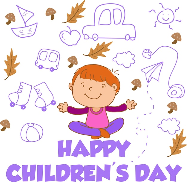 Happy Children Day Character Flat Cartoon Vector Template Design Illustration