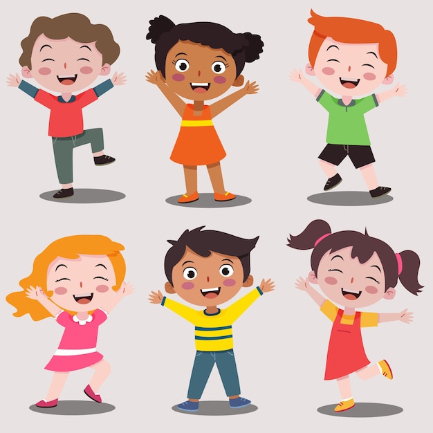 Vector happy children day kid happy collection  cartoon