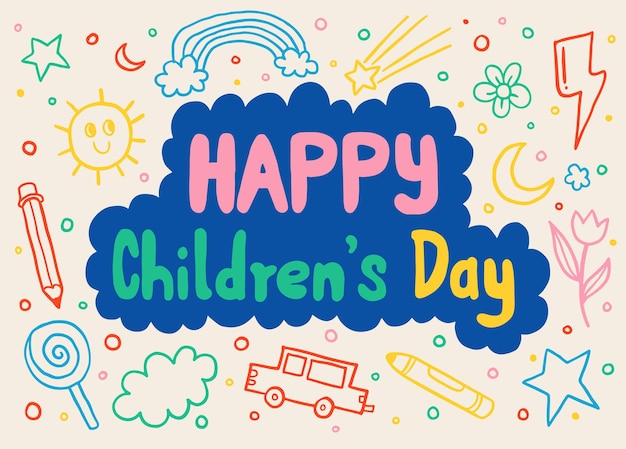 Happy Children's Day Background and Doodle Design