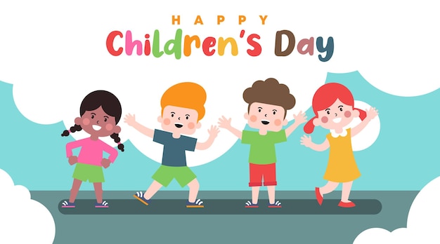 Happy children's day background illustration design