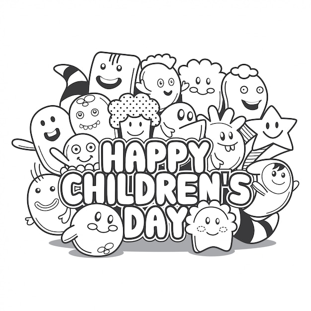 Happy children's day doodle