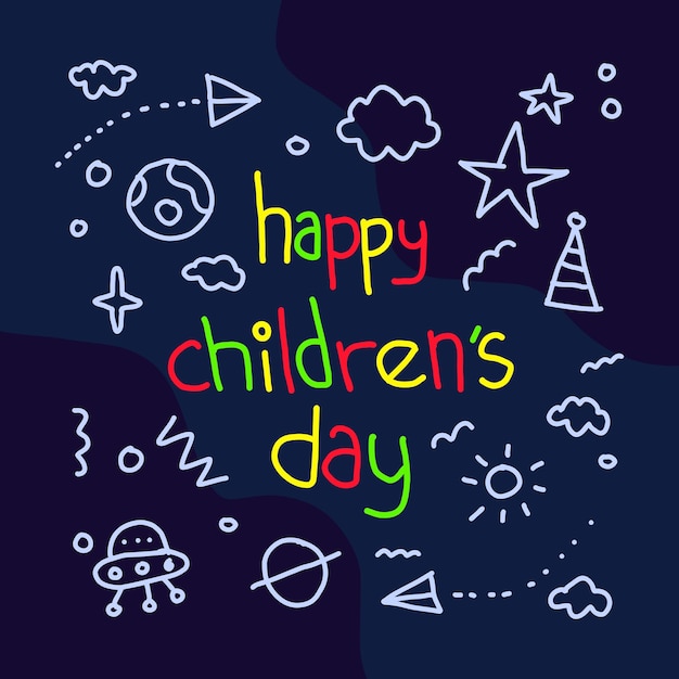 Happy children's day hand drawn