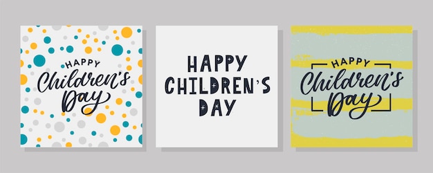 Happy Children's day Holiday phrase Hand drawn vector lettering