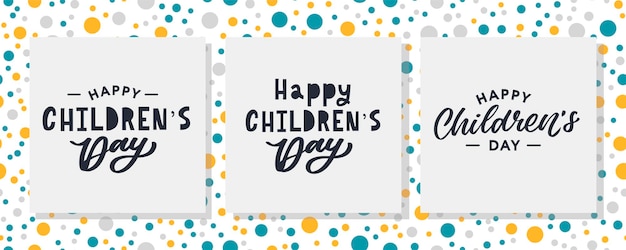 Vector happy children's day holiday phrase hand drawn vector lettering