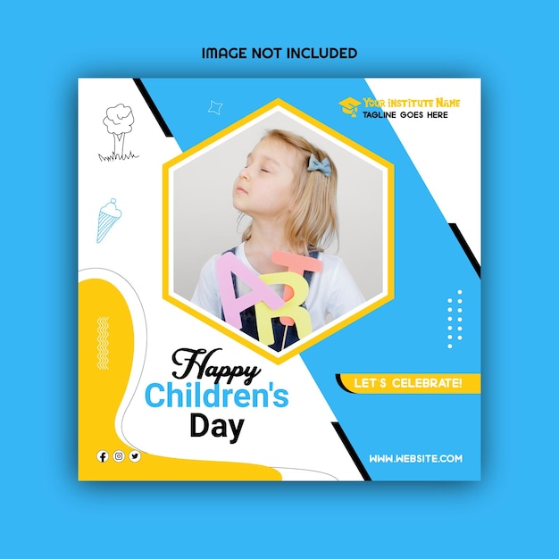 Happy children's day instagram post template