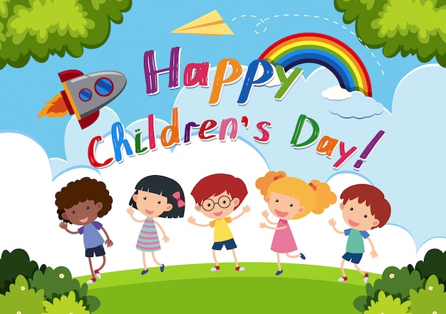 Vector happy children's day-logo