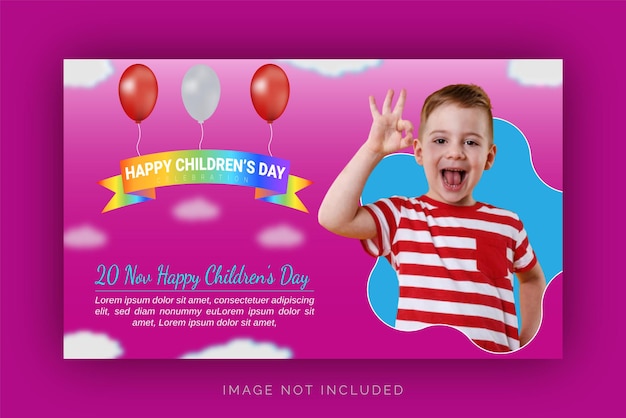 Happy Children's Day Unique Elegant Gradient Editable Social Media Post Background Template