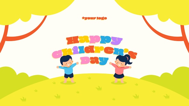 Happy children's day vector banner template