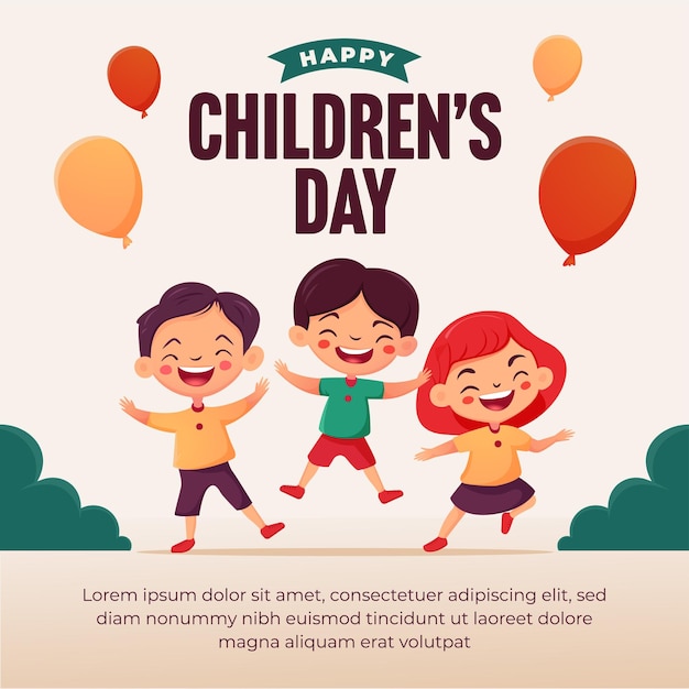 Vector happy children's day vector for social media post design template