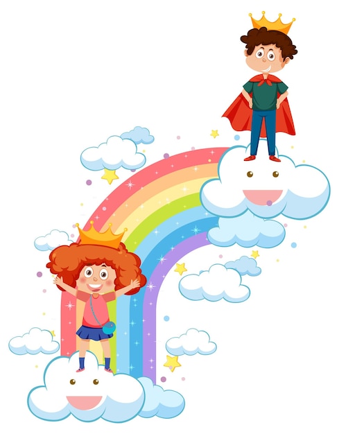 Счастливые дети с радугой