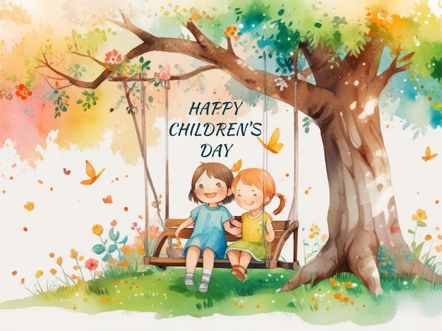 Вектор Счастливого дня детей на фоновой карте с надписью дня детей