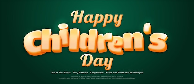 Happy childrens day banner with editable text