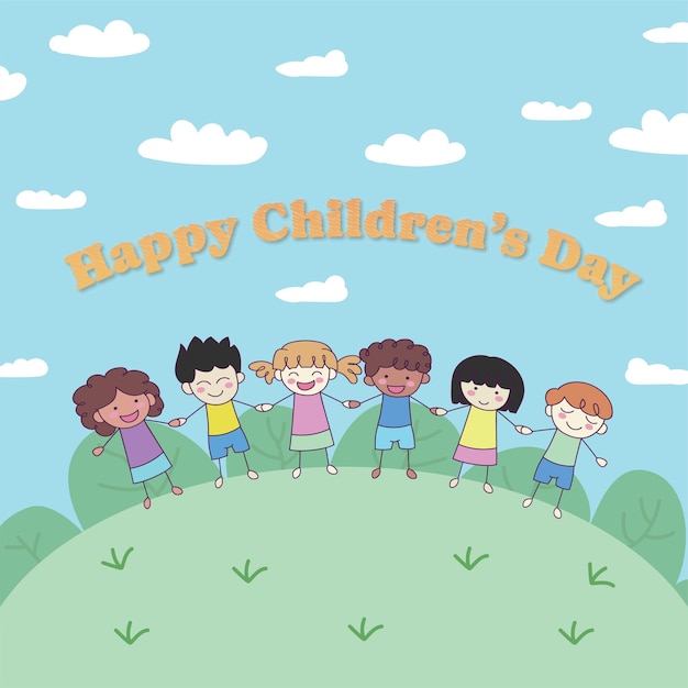 Vettore vettore di illustrazione di happy children's day