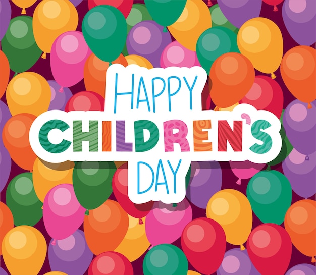 Вектор Счастливый детский день на воздушные шары фон дизайн, тема международного празднования