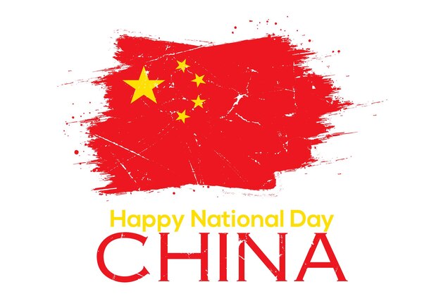 Happy china national day 1st october china flag.