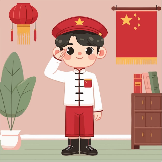 Vector happy chinese boy celebrating lunar new year