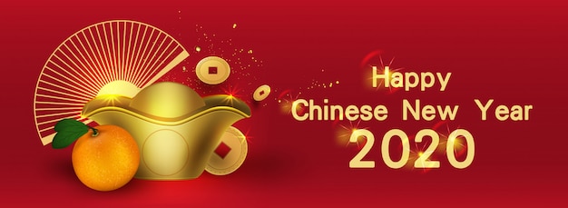 Happy chinese new year 2020 greeting card