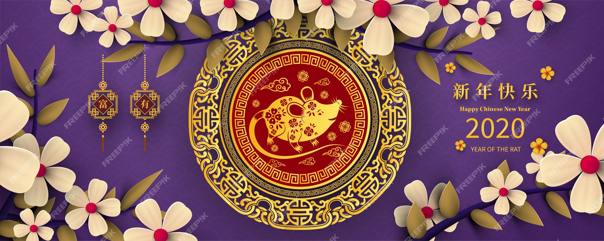 Premium Vector | Happy chinese new year 2020 year of the rat paper ...