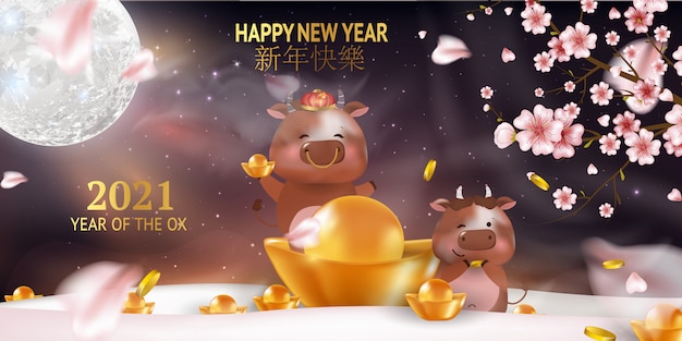 Vector happy chinese new year 2021 greeting card