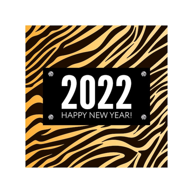 Happy chinese new year 2022. Striped fluffy black and orange funny numbers 2022. Year of the tiger. Inscription: happy new year