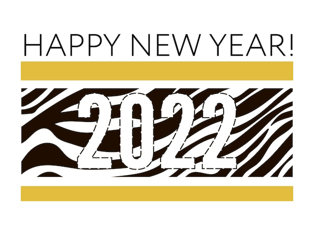Felice anno nuovo cinese 2022. numeri divertenti neri e arancioni lanuginosi a strisce 2022. anno della tigre. iscrizione: felice anno nuovo