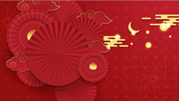 Happy chinese new year 2022. year of tiger character with asian elements and flower with craft style on background. universal chinese background with red and gold color theme