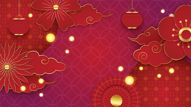 Vector happy chinese new year 2022. year of tiger character with asian elements and flower with craft style on background. universal chinese background with red and gold color theme