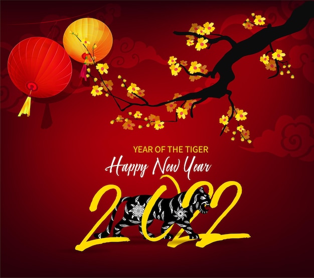 Vettore felice anno nuovo cinese 2022 anno del capodanno lunare della tigre