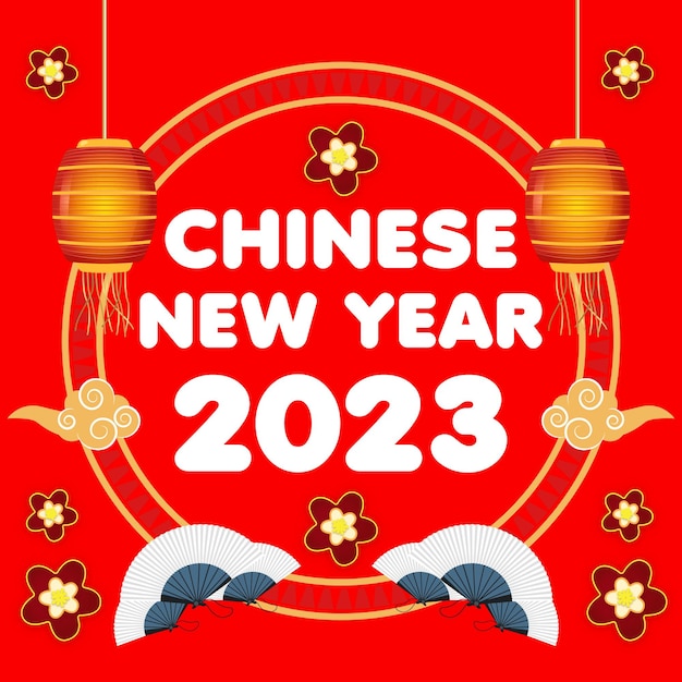 Happy Chinese new year 2023 beautiful decorations with lunar and Chinese Greeting Card design