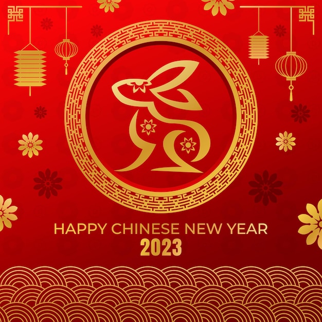 Happy Chinese New Year 2023 Rabbit Zodiac Sign for The Year of The Rabbit