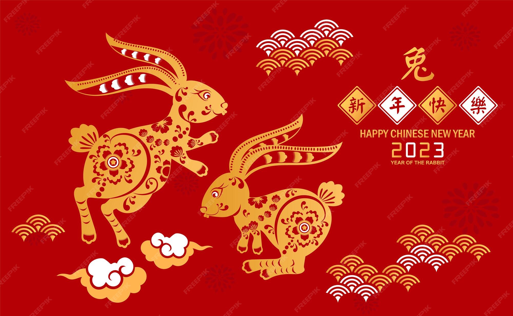 Happy Chinese new year 2023. Year of Rabbit character with Asian style.  Chinese translation is mean Year of Rabbit Happy Chinese new year Stock  Vector Image & Art - Alamy