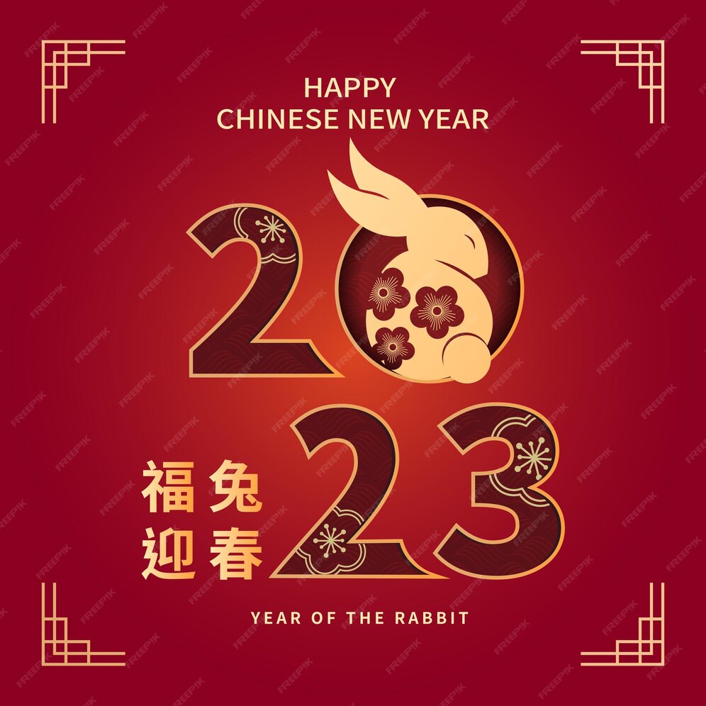 Premium Vector | Happy chinese new year 2023 year of the rabbit with