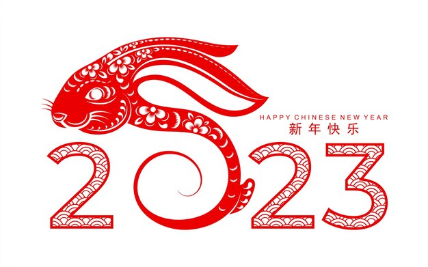Felice anno nuovo cinese 2023 anno del segno zodiacale del coniglio