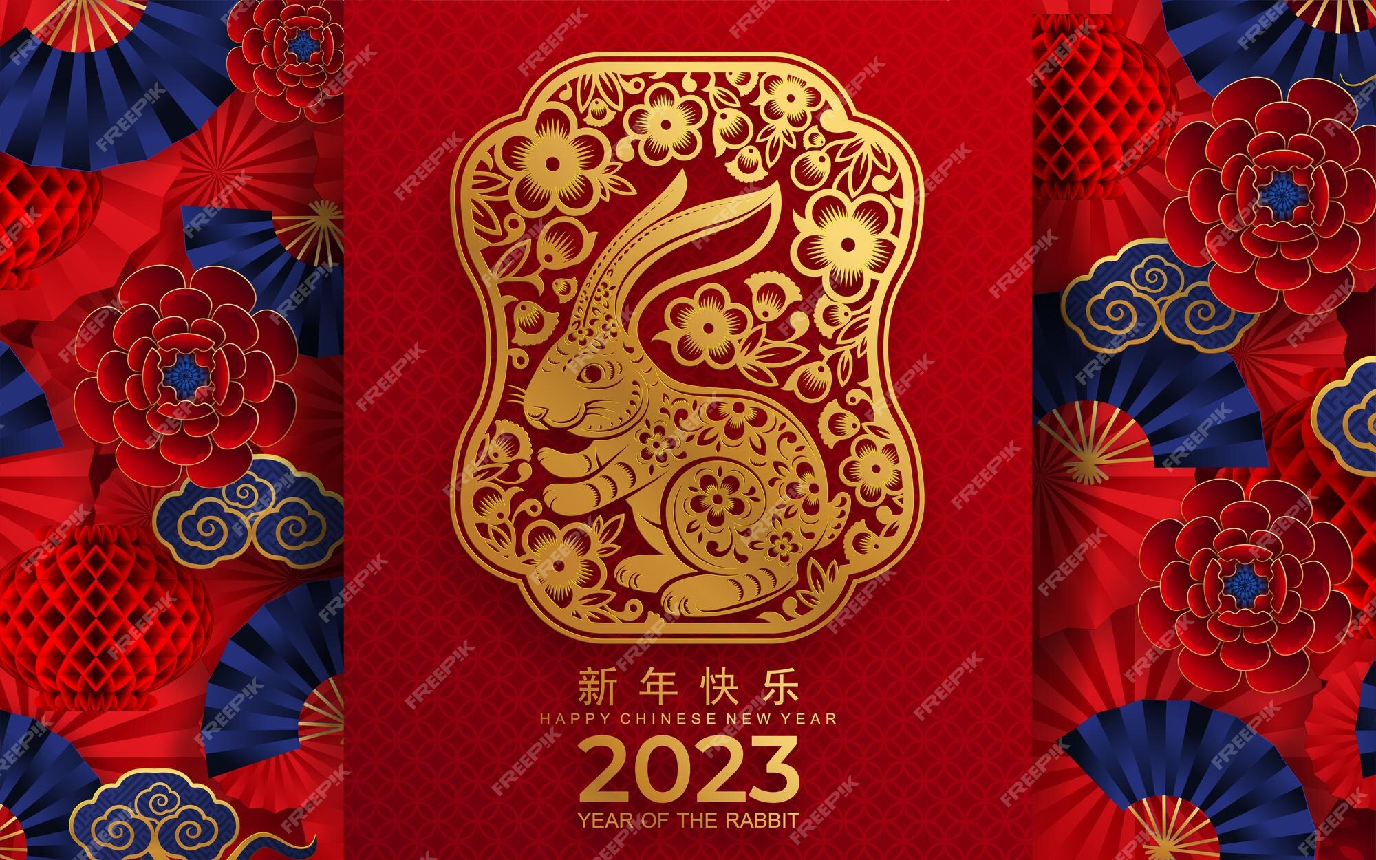 Premium Vector Happy chinese new year 2023 year of the rabbit zodiac