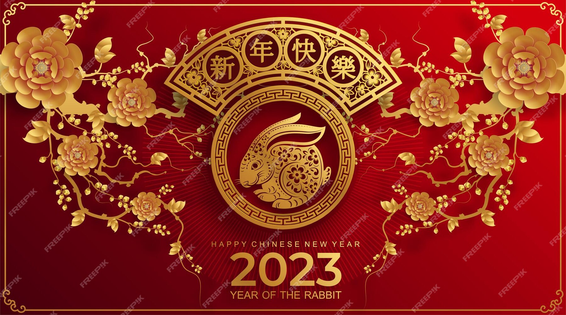 Premium Vector Happy chinese new year 2023 year of the rabbit zodiac
