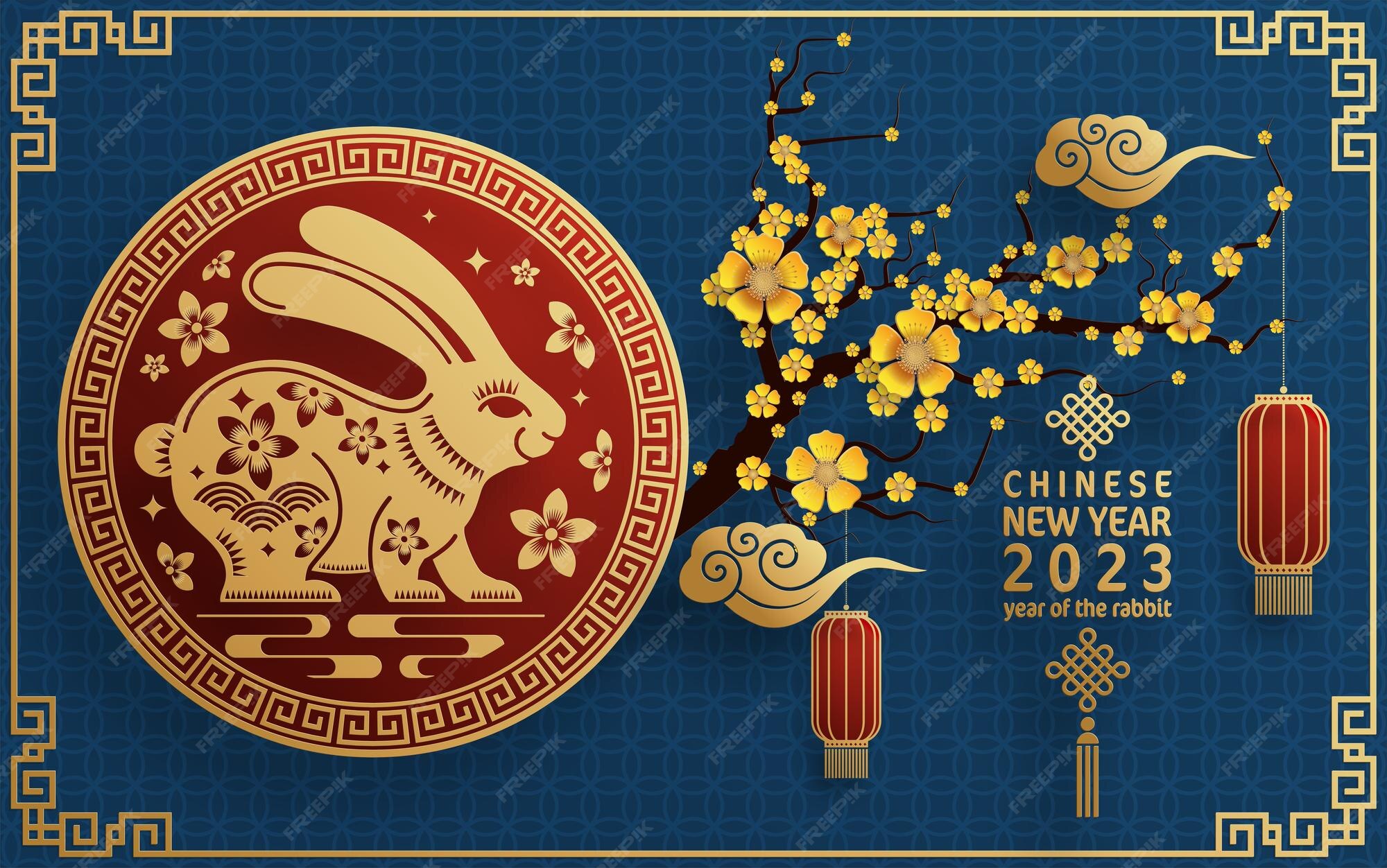 Premium Vector Happy chinese new year 2023 year of the rabbit zodiac