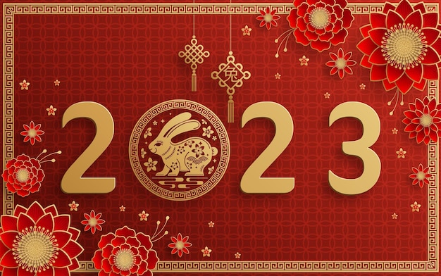 Vector happy chinese new year 2023 year of the rabbit