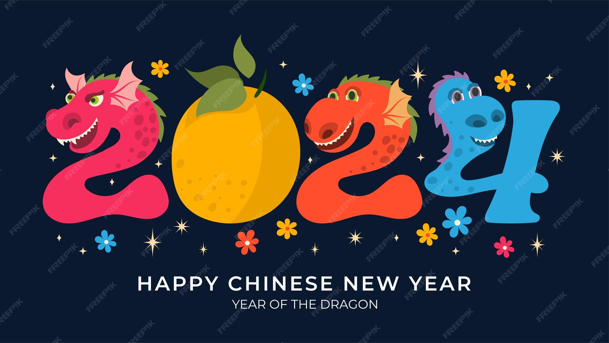 Premium Vector Happy Chinese New Year 2024 cartoon cute dragon zodiac