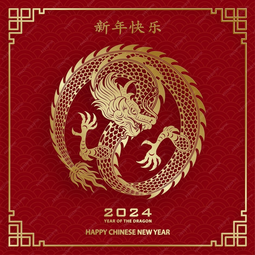 Premium Vector Happy chinese new year 2024 dragon zodiac sign