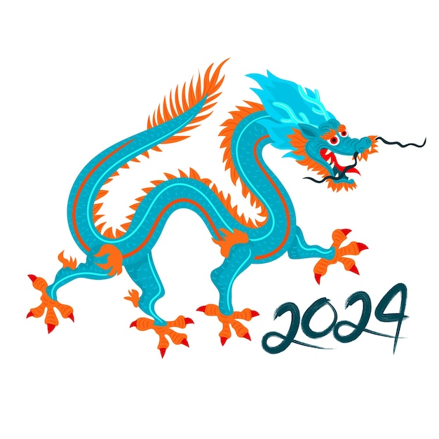 Vector happy chinese new year 2024 the dragon zodiac sign