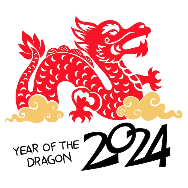 Vector happy chinese new year 2024 the dragon zodiac sign